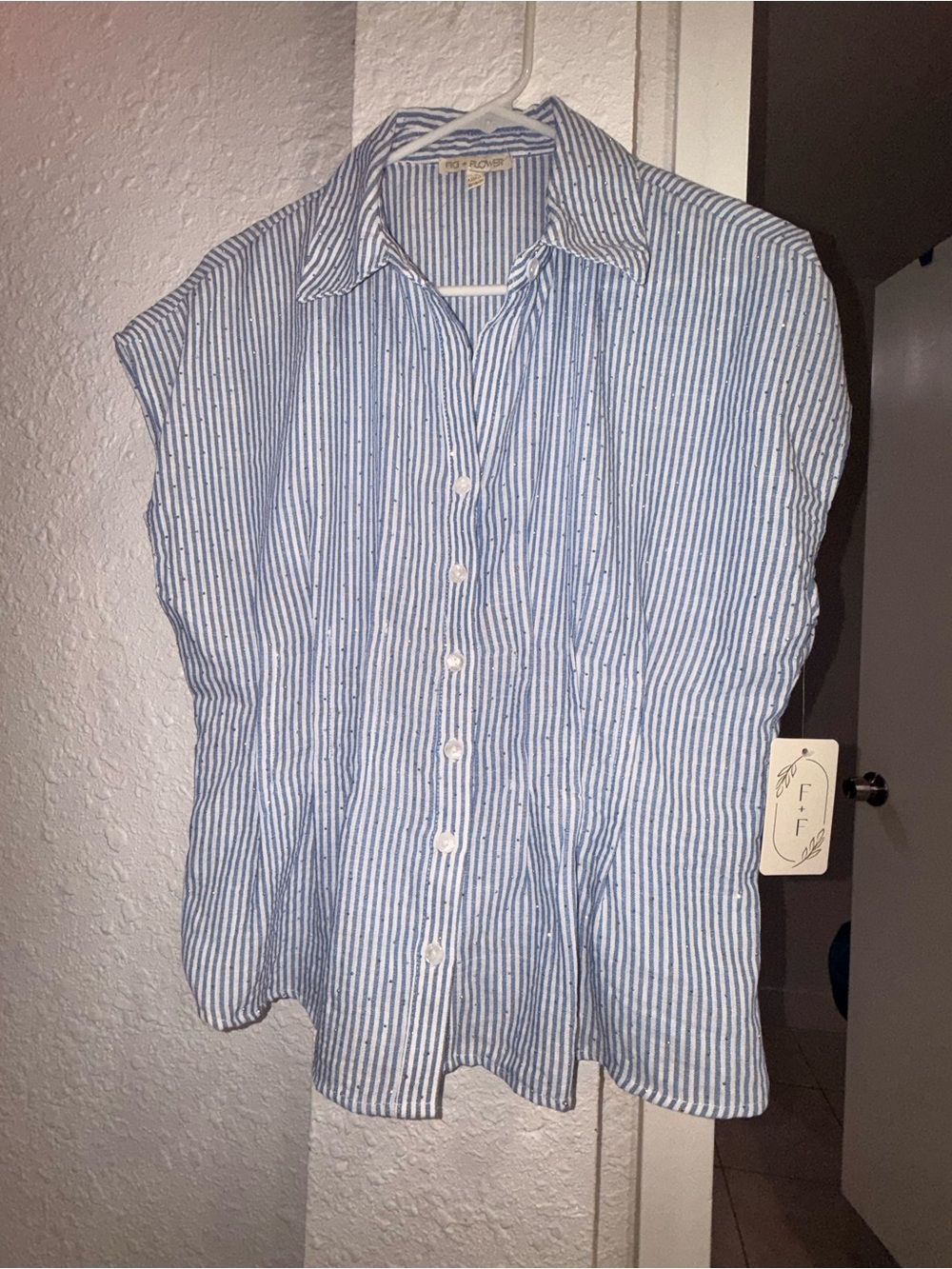F&F Blue and White Striped Button Shirt